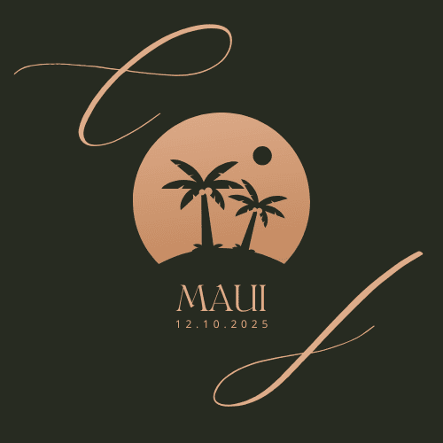 Cindy and Jessie's wedding logo for Maui in December